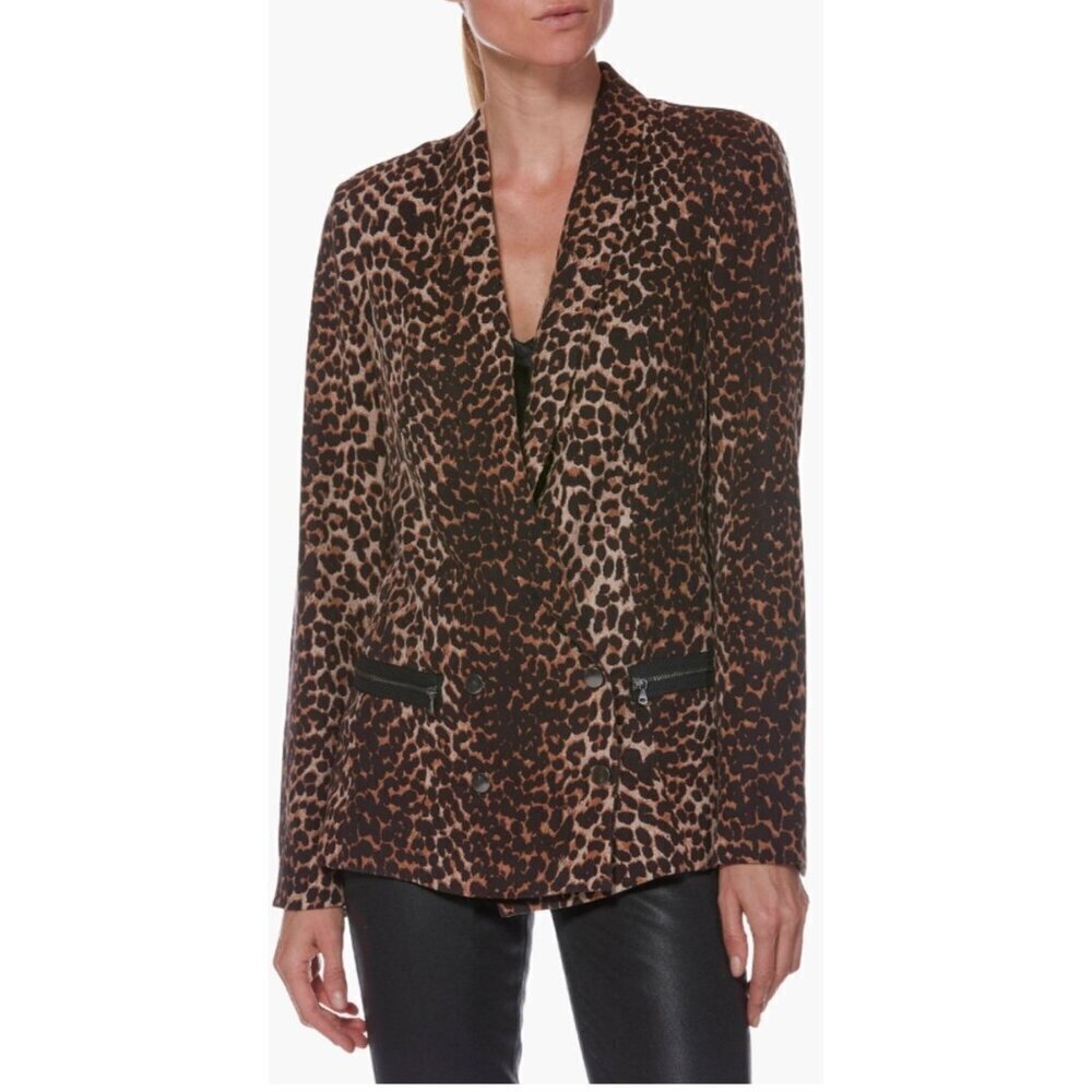 New Paige Karissa Blazer Womens S Sahara Leopard Print Tencel Jacket